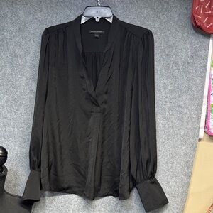 Banana Republic black V neck long sleeve flowing blouse shirt size Large